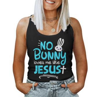 No Bunny Loves Me Like Jesus Christian Easter Graphic Women Tank Top | Mazezy