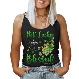 Not Lucky Simply Blessed Christian Shamrock St Patricks Day Women Tank Top | Mazezy