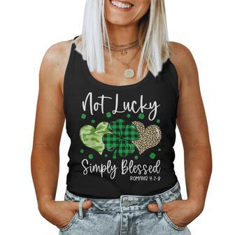 Not Lucky Simply Blessed Christian St Patricks Day Irish Women Tank Top Basic Casual Daily Weekend Graphic - Thegiftio UK