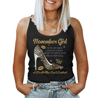 Womens November Girl Hated By Many Leopard High Heels Birthday Women Tank Top | Mazezy