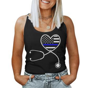 Nurse Life Police Wife The Thin Blue Line Family Women Tank Top Basic Casual Daily Weekend Graphic - Seseable