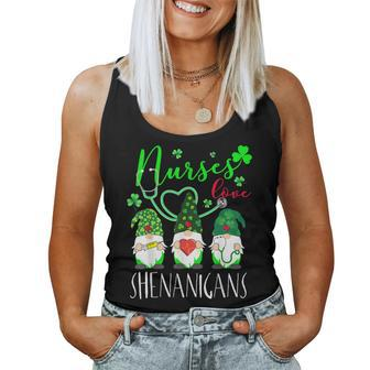 Nurses Love Shenanigans Funny Gnomes Nurse St Patricks Day  V2 Women Tank Top Basic Casual Daily Weekend Graphic