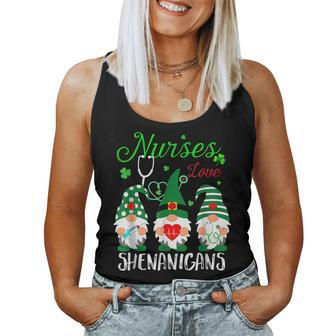 Nurses Love Shenanigans Funny Gnomes Nurse St Patricks Day V6 Women Tank Top Basic Casual Daily Weekend Graphic - Seseable