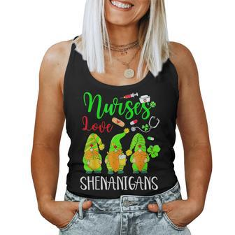 Nurses Love Shenanigans Funny Gnomes Nurse St Patricks Day V7 Women Tank Top Basic Casual Daily Weekend Graphic - Seseable