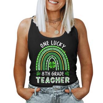 One Lucky 8Th Grade Teacher Rainbow St Patricks Day Women Tank Top Basic Casual Daily Weekend Graphic - Thegiftio UK