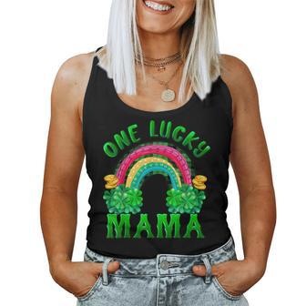 One Lucky Mama Buffalo Plaid Shamrock Rainbow St Patrick Day Women Tank Top Basic Casual Daily Weekend Graphic - Seseable