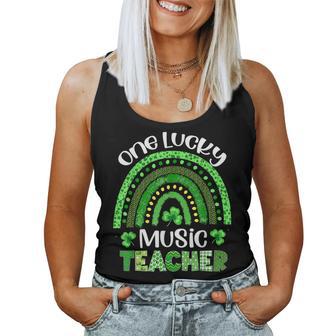 One Lucky Music Teacher Rainbow Shamrock St Patricks Day Women Tank Top Basic Casual Daily Weekend Graphic - Thegiftio UK