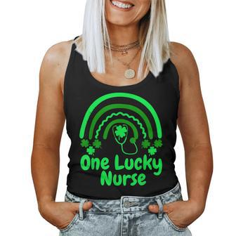 One Lucky Nurse Rainbow Shamrock Saint Patricks Day Women Tank Top Basic Casual Daily Weekend Graphic - Seseable
