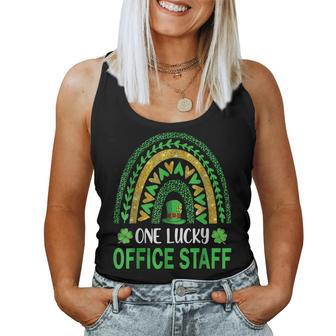 One Lucky Office Staff St Patricks Day Shamrock Rainbow Women Tank Top Basic Casual Daily Weekend Graphic - Seseable