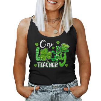 One Lucky Teacher Cute Educator St Patricks Day Shamrock Women Tank Top Basic Casual Daily Weekend Graphic - Seseable