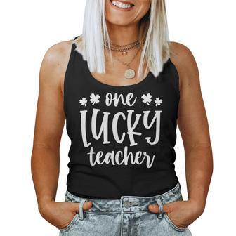One Lucky Teacher Shamrock St Patricks Day Funny School Women Tank Top Basic Casual Daily Weekend Graphic - Seseable