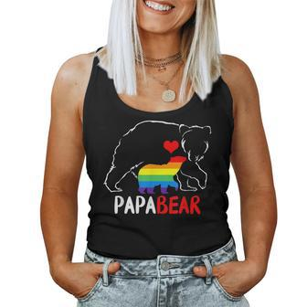 Papa Bear Proud Dad Daddy Rainbow Flag Lgbt Pride Father Day Women Tank Top | Mazezy