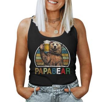 Papa Beer Beer Loving Wildlife Vintage Papa Bear Dad Women Tank Top | Mazezy