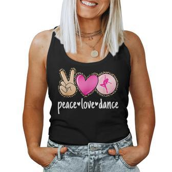 Peace Love Dance Leopard Print Mom Women Girls Dancing Women Tank Top | Mazezy