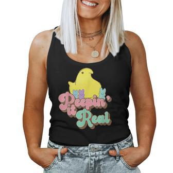 Peepin It Real Vintage Cute Chicken Bunny Rabbit Easter Day Women Tank Top Basic Casual Daily Weekend Graphic - Seseable