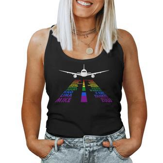 Phonetic Alphabet Gay Trans Rainbow Pilot Airplane Lgbtq Women Tank Top | Mazezy