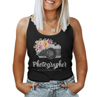 Photographer Floral Womens Photography Camera Women Tank Top | Mazezy