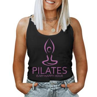 Womens Pilates Graphic Is My Happy Hour Contrology Pilates Saying Women Tank Top | Mazezy