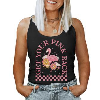 Get Your Pink Back Flamingo Groovy Vintage Retro Women Tank Top | Mazezy