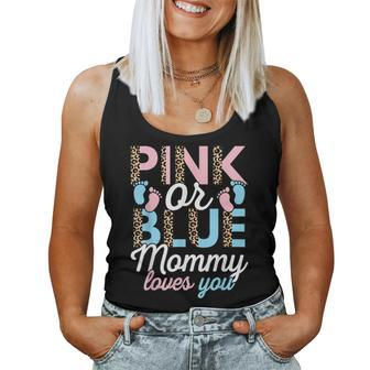 Pink Or Blue Mommy Loves You Gender Reveal Party Baby Shower Women Tank Top | Mazezy