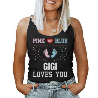 Pink Or Blue Gigi Grandma Loves You Gender Reveal Women Tank Top Basic Casual Daily Weekend Graphic - Seseable
