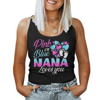 Pink Or Blue Nana Loves You Gender Reveal Baby Shower Gift Women Tank Top Basic Casual Daily Weekend Graphic - Seseable