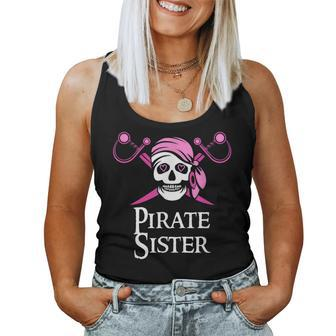 Pink Pirate Sister Skull And Crossbones Flag Women Tank Top | Mazezy