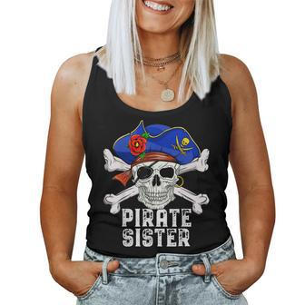 Pirate Skull Crossbones & Hat Costume Pirate Sister Women Tank Top | Mazezy