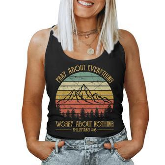 Pray About Everything Worry Bout Nothing Christian Women Tank Top Basic Casual Daily Weekend Graphic - Seseable