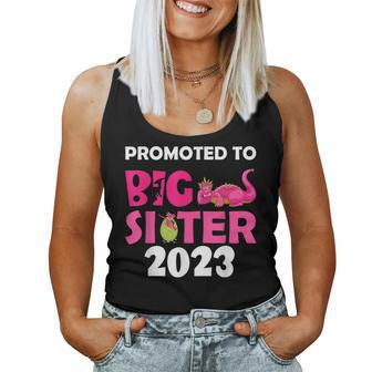 Promoted To Big Sister 2023 Dinosaur Pregnancy Announcement Women Tank Top | Mazezy