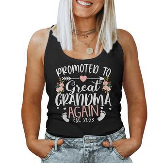 Promoted To Great Grandma Again 2023 Pregnancy Announcement Women Tank Top Basic Casual Daily Weekend Graphic - Seseable