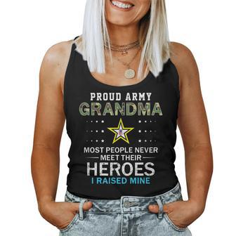 Proud Army Grandma I Raised My Heroes Camouflage Army Women Tank Top | Mazezy