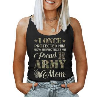 Proud Army Mom I Once Protected Him Now He Protects Me Women Tank Top | Mazezy