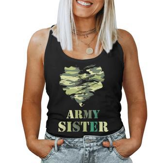 Proud Army Sister - Camouflage Army Sister Women Tank Top Basic Casual Daily Weekend Graphic - Seseable
