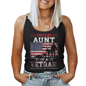 Proud Aunt Of A Veteran Vintage Flag Military Veterans Day Women Tank Top Basic Casual Daily Weekend Graphic - Seseable