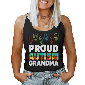 Proud Autism Grandma Puzzle Light Bulb Autism Awareness Women Tank Top | Mazezy