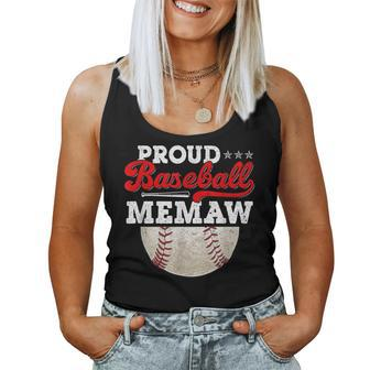 Proud Baseball Memaw Ball Vintage Mothers Day Game Day Women Tank Top Basic Casual Daily Weekend Graphic - Seseable