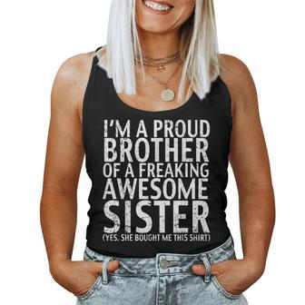Proud Brother Awesome Sister Sibling Women Tank Top | Mazezy