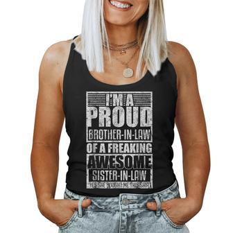 Proud Brother In Law Awesome Sister Bro Distressed Women Tank Top | Mazezy