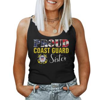Proud Coast Guard Sister With American Flag Gift Veteran Day Women Tank Top Basic Casual Daily Weekend Graphic - Seseable