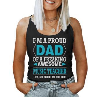 Proud Dad Of Awesome Music Teacher Father Day Women Tank Top | Mazezy