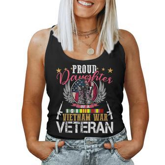 Proud Daughter Vietnam War Veteran American Flag Military Women Tank Top Basic Casual Daily Weekend Graphic - Seseable