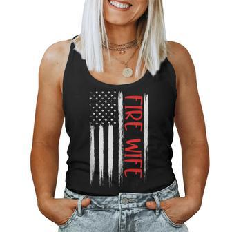 Proud Fire Wife Thin Red Line American Flag Firefighter Gift Women Tank Top Basic Casual Daily Weekend Graphic - Seseable