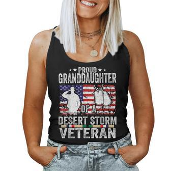 Proud Granddaughter Of A Desert Storm Veteran Day Usa Flag Women Tank Top | Mazezy