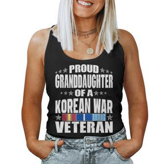 Proud Granddaughter Of A Korean War Veteran Military Family Women Tank Top Basic Casual Daily Weekend Graphic - Seseable