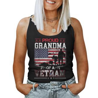Proud Grandma Of A Veteran Us Flag Military Veterans Day Women Tank Top Basic Casual Daily Weekend Graphic - Seseable