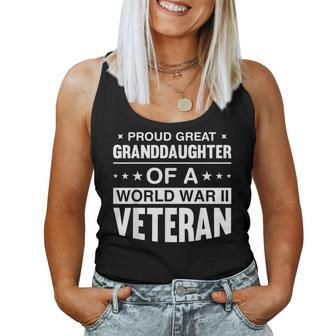 Proud Great Granddaughter Of A World War Ii Veterans Women Tank Top Basic Casual Daily Weekend Graphic - Seseable