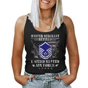 Proud Master Sergeant Retired Air Force Veteran Vintage Flag Women Tank Top Basic Casual Daily Weekend Graphic - Seseable