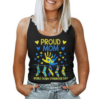 Proud Mom T21 World Down Syndrome Awareness Day Ribbon Women Tank Top | Mazezy