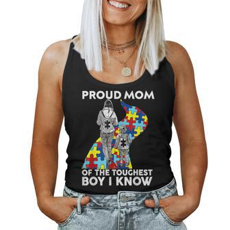 Proud Mom Of The Toughest Boy I Know Autism Awareness Women Tank Top | Mazezy